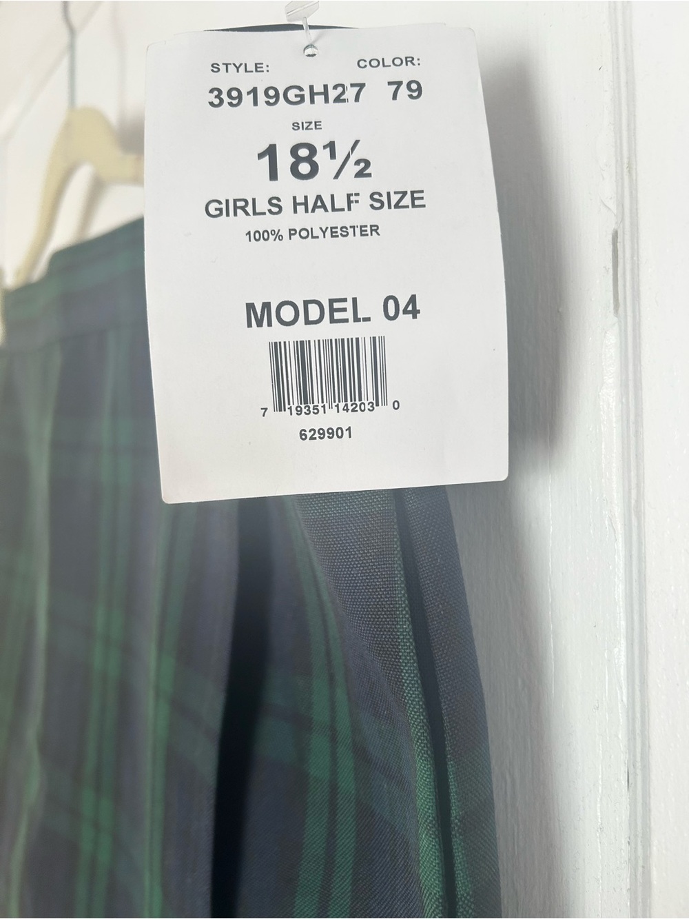 Girls' Green & Navy Plaid A-Line Skirt